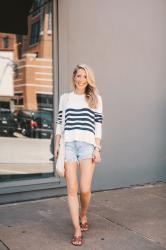 STRIPE SWEATER AND FAVORITE JEAN SHORTS