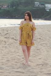 POLKA DOT MUSTARD ROMPER