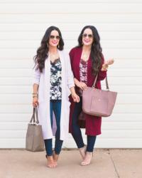 Sale Cardigans + Floral Camis | Lilac & Burgandy Sister Style