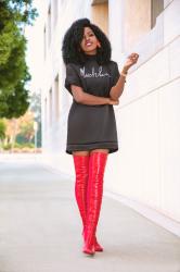 Logo Sweatshirt Dress w/Pockets