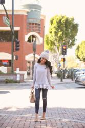 Casual Style: Eyelet Hem Sweatshirt