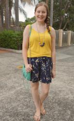 Printed Culotte Shorts With Plain Tops and Mini MAC Cross Body Bags