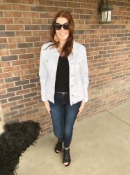 Friday Favorites!! How to perk up your wardrobe with a White Denim Jacket!