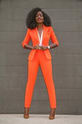 Power Suit: Fitted Blazer + Contrast Waist Pants