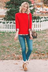 How to Wear a Red Sweater – 3 Outfit Ideas