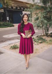 Two Ways to Wear: Wine-Colored Midi Skirt