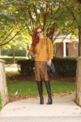 Turning Heads Linkup- Slip Dress as Skirt with Mustard Sweater