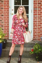 Burgundy Floral Dress & Confident Twosday Linkup 