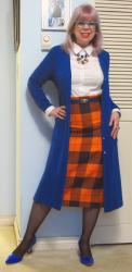 Blue Bookends and Orange Plaid