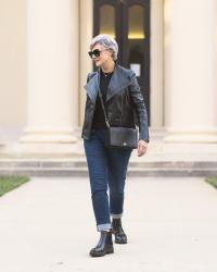 leather moto jacket for day and evening