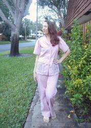 Haslam 1940’s Pajamas with Embroidered Patch Pockets