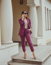 Fioletowy komplet Modna Kiecka – elegancki look w wiosennej odsłonie