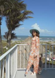 Rayon Challis Palm Fronds Beach Caftan