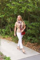 Transitional Style: Tie Waist Cargo Shirt + Red Accessories