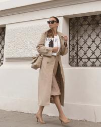 Beige with trench