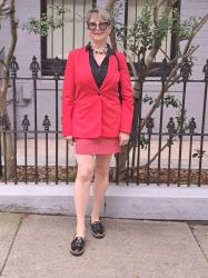 MY NEW RED BLAZER AND A-SHAPE SHORT SKIRT OUTFIT
