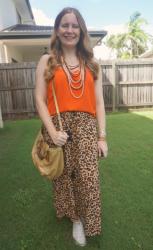 Orange and Animal Print Cami and Maxi Skirt Outfits