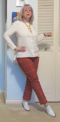 White Bookends and Red Plaid