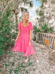 Amazon Pink Midi Dress