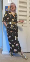 Floral Jumpsuit and Gold Shoes