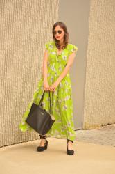 Green printed dress