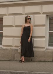 Summer black midi dress