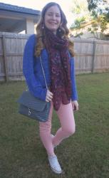 Blue Knits, Pink Jeans and Rebecca Minkoff Edie Bag