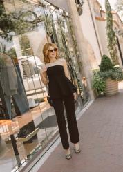 CHIC BLACK PEPLUM TOP AND PANTS