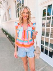 Amazon Colorful Stripe Blouse