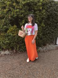 Mixing a Slinky Skirt with a Casual Tee!