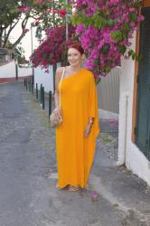 Orange One Shoulder Maxi Dress + Style With a Smile Link up