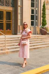 Blush Pink A-Line Midi Dress