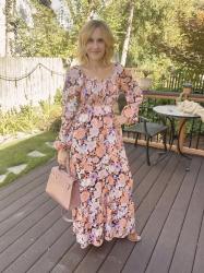 Go Boho Chic this Fall with this Floral Long Sleeve Dress and Chunky Cardigan