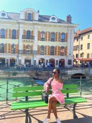 Things To do In Annecy In Summer: Pink Off-Shoulder Summer Dress 