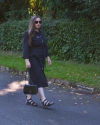 Black Denim Midi Dress Outfit