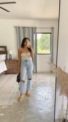 Summer to Fall Tube Top Outfit Idea