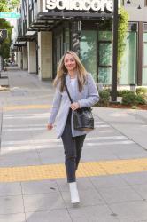 Fall Style: White Booties + Herringbone Jacket + Bucket Bag