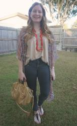 Golden Tees and Black Skinny Jeans With Chloe Ethel Bag