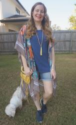 Blue Tanks, Denim Shorts, Yellow Bag and Printed Cover Ups