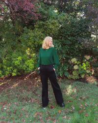 Wearing: Green Sparkly Top and Glitter Stripe Trousers