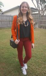 Skinny jeans, Black Tops and Blazers With Mimco Mim-mazing Crossbody Bag