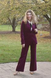 How to Style Plum Corduroy Suit for Work & Linkup