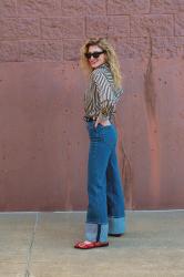 A Denim Holiday: Cuffed Jeans + Striped Blouse.