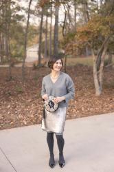 A Sparkly Holiday Outfit for Petites