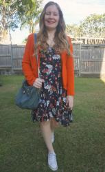 Printed Dresses, Bright Blazers and Mimco Teal Cocoon Bucket Bag