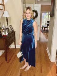 Christmas Day Church Style – Embracing  Elegance in a Beautiful Blue Velvet Midi Dress