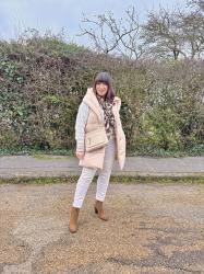 Winter Whites with Tan Boots  - Chic & Stylish Linkup. 