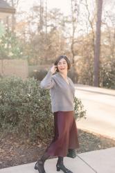 Winter Style: Mixing a Silk Skirt with an Oversized Sweater