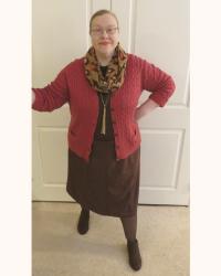 A Brown + Red Winter Outfit and Loden Cape + Cap with the Thrifty Six