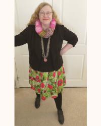 How to Wear a Print Summer Skirt in Winter with the Thrifty Six + Layered Necklaces and Scarves